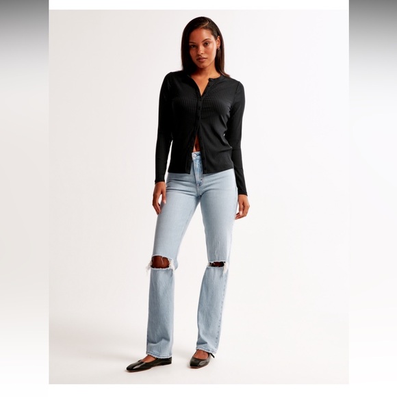 Abercrombie The 90s Straight Ultra High Rise Jeans | Distressed Jeans Size 29L - Picture 3 of 12